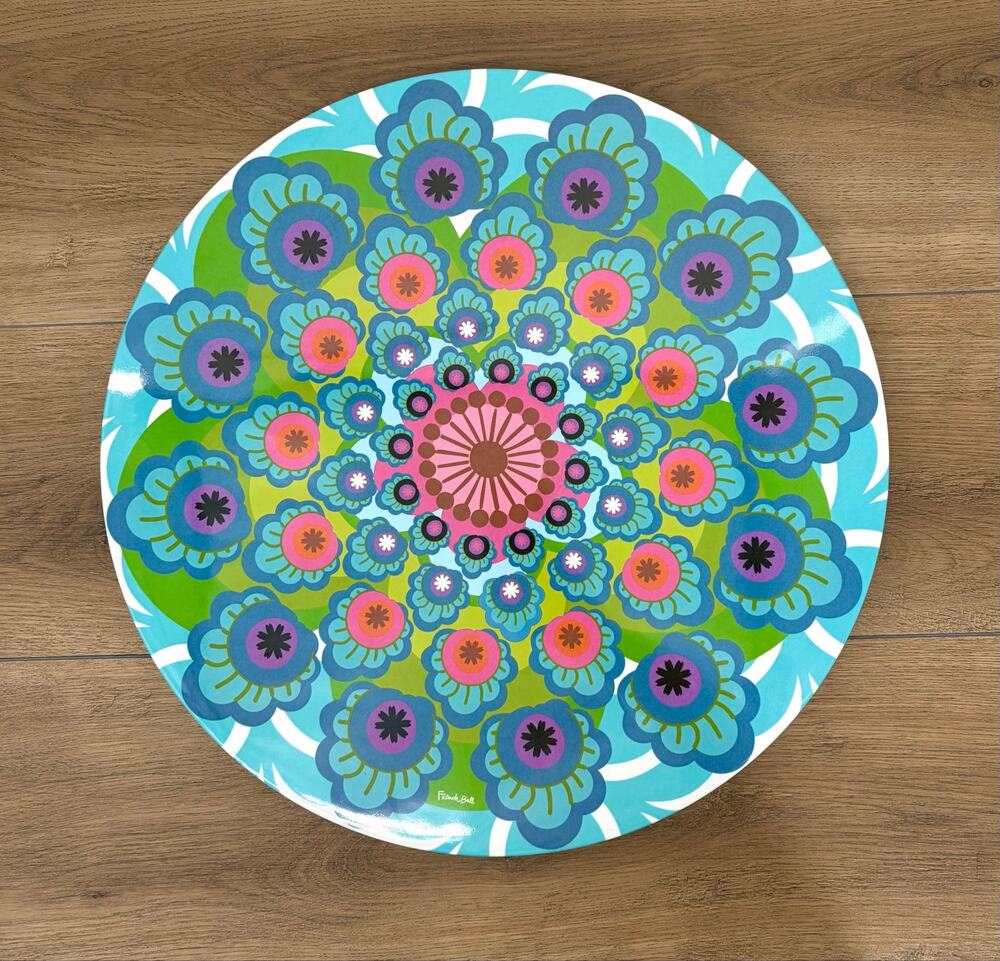 French Bull Sus Melamine Lazy Susan Rotating Platter Turntable Mandala 15.5”